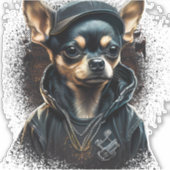 Chihuahua Cool Dog Rap Hip-Hop Gangster Sticker (Voorkant)