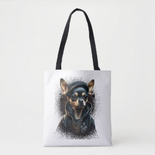 Chihuahua Cool Dog Rap Hip-Hop Gangster Tote Bag