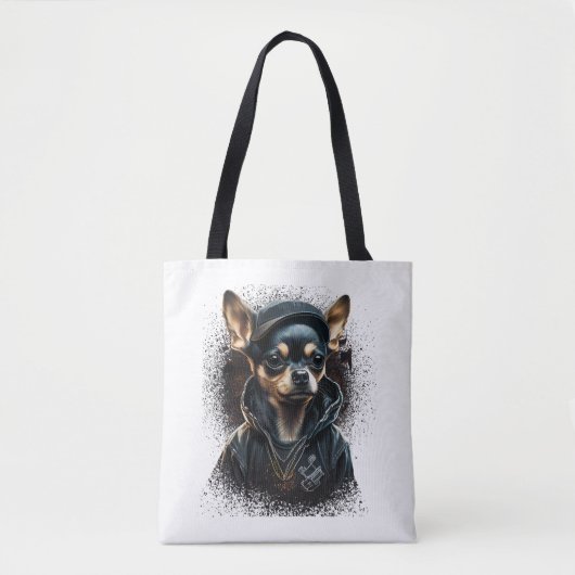 Chihuahua Cool Dog Rap Hip-Hop Gangster Tote Bag (Voorkant)
