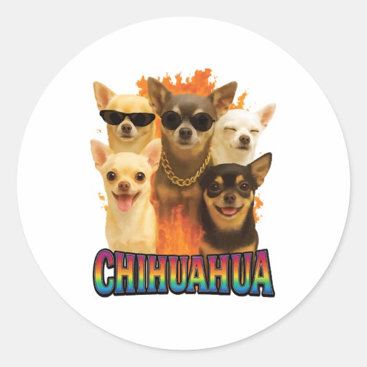 Chihuahua Copy Ronde Sticker (Voorkant)