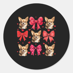 Chihuahua Coquette Bow Puppy Lover Hond Mama Valen Ronde Sticker