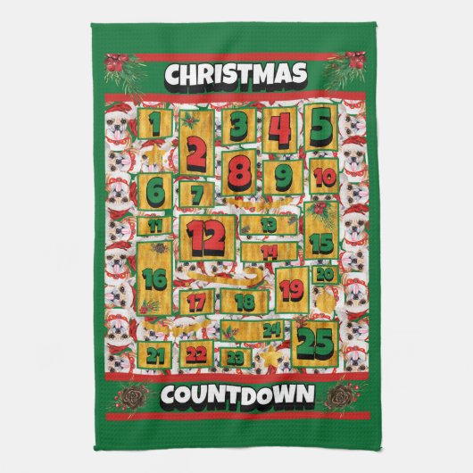 Chihuahua Countdown Kerstmis Advent Calendar Dog Theedoek (Verticaal)