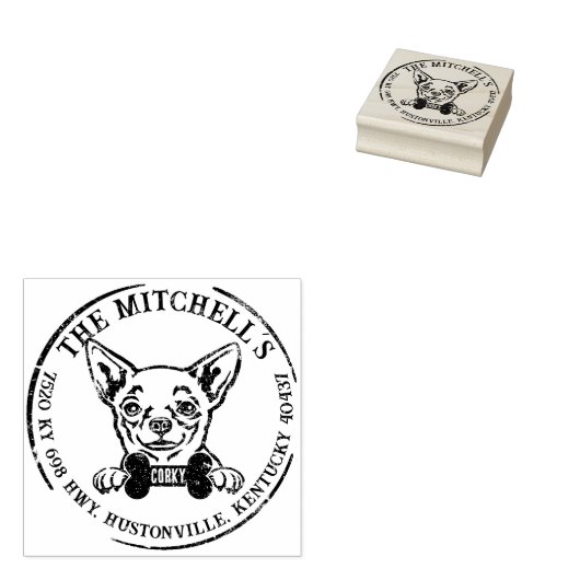 Chihuahua Custom Family Return-adres Rubberstempel (Gestempeld)