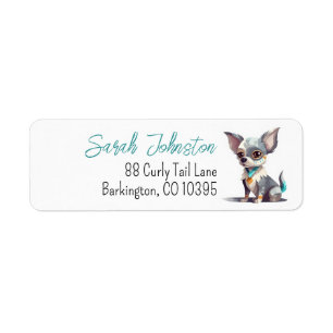 Chihuahua Cute Colorful Cartoon Chi Return Address Etiket