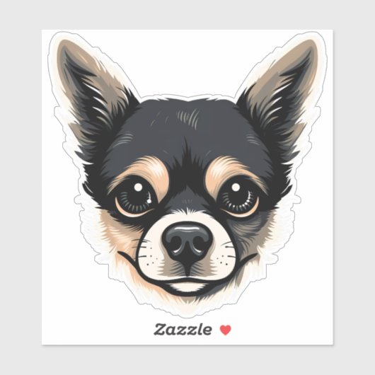 Chihuahua Cute Dog Face Puppy Cartoon Contour Sticker (Vel)