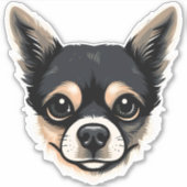 Chihuahua Cute Dog Face Puppy Cartoon Contour Sticker (Voorkant)