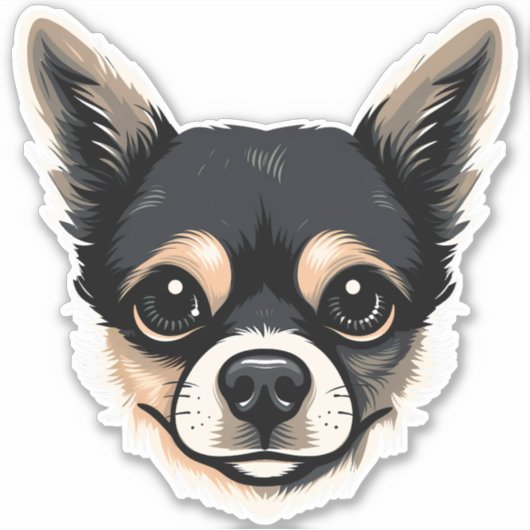 Chihuahua Cute Dog Face Puppy Cartoon Contour Sticker (Voorkant)