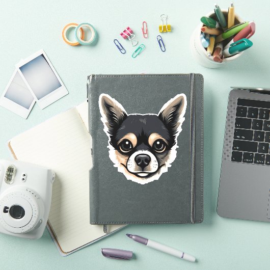 Chihuahua Cute Dog Face Puppy Cartoon Contour Sticker (iPad Cover)