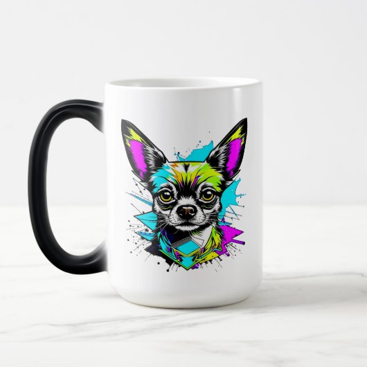 Chihuahua Cyberpunk stijl Art Chi Moeder Magische Mok (Links)