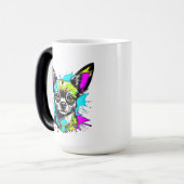 Chihuahua Cyberpunk stijl Art Chi Moeder Magische Mok (Voorkant links)