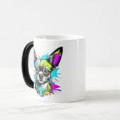 Chihuahua Cyberpunk stijl Art Chi Moeder Magische Mok (Voorkant links)