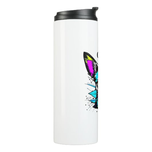 Chihuahua Cyberpunk stijl Art Chi Moeder Thermosbeker (Gedraaid links)