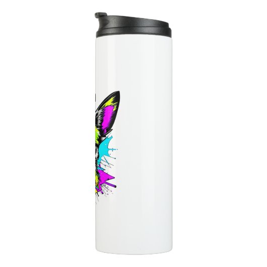 Chihuahua Cyberpunk stijl Art Chi Moeder Thermosbeker (Geroteerd rechts)