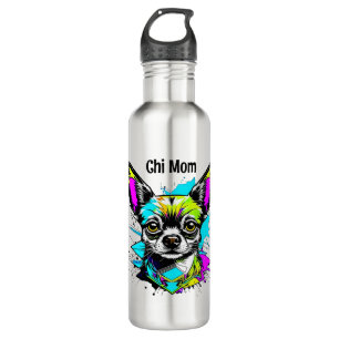 Chihuahua Cyberpunk stijl Art Chi Moeder Waterfles