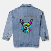 Chihuahua Cyberpunk stijl Art Hondenliefhebber Denim Jacket (Achterkant)