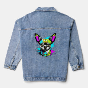 Chihuahua Cyberpunk stijl Art Hondenliefhebber Denim Jacket