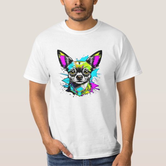 Chihuahua Cyberpunk stijl Art Hondenliefhebber T-shirt (Voorkant)
