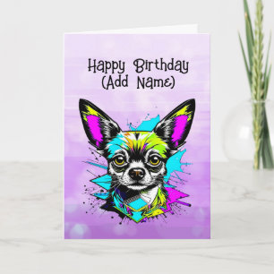 Chihuahua Cyberpunk stijl Gepersonaliseerde Verjaa Kaart