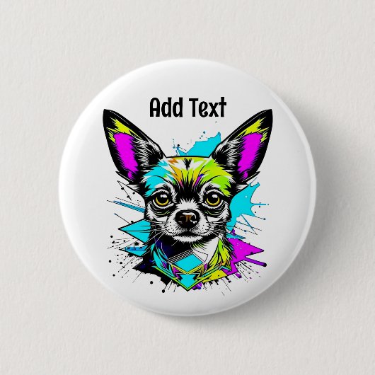 Chihuahua Cyberpunk stijl Kunst Gepersonaliseerd Ronde Button 5,7 Cm (Voorkant)