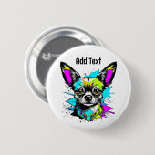 Chihuahua Cyberpunk stijl Kunst Gepersonaliseerd Ronde Button 5,7 Cm (Voorkant /achterkant)