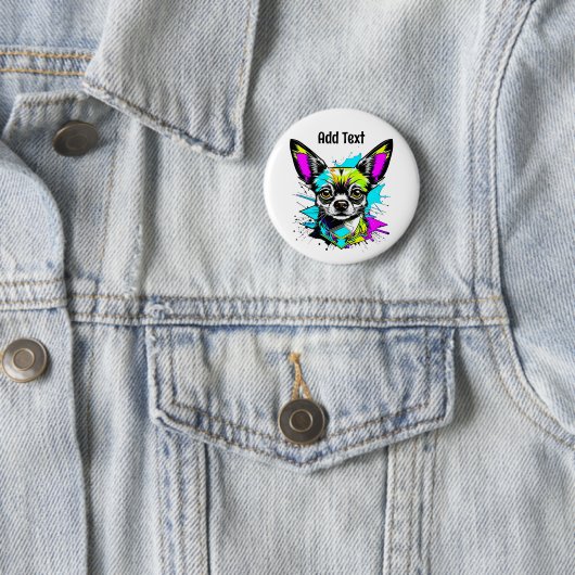 Chihuahua Cyberpunk stijl Kunst Gepersonaliseerd Ronde Button 5,7 Cm (In situ)
