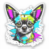 Chihuahua Cyberpunk stijl Kunst Sticker (Voorkant)