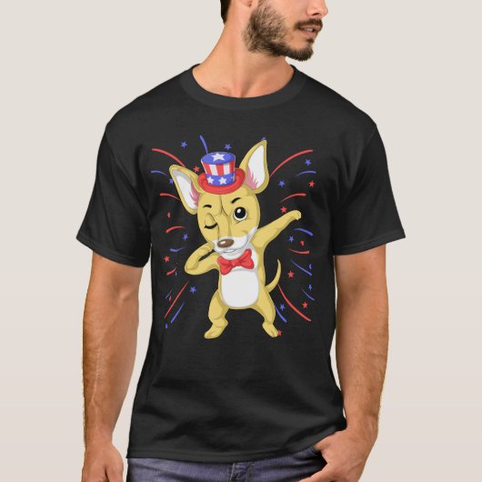 chihuahua dabbing , 4 juli t-shirt (Voorkant)