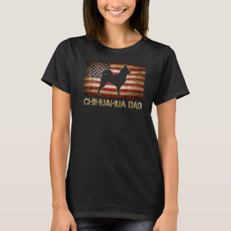 Chihuahua Dad -American Flag Patriotic Dog T-shirt