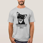 Chihuahua Dad Wearing Glasses Vaderdag T-shirt (Voorkant)