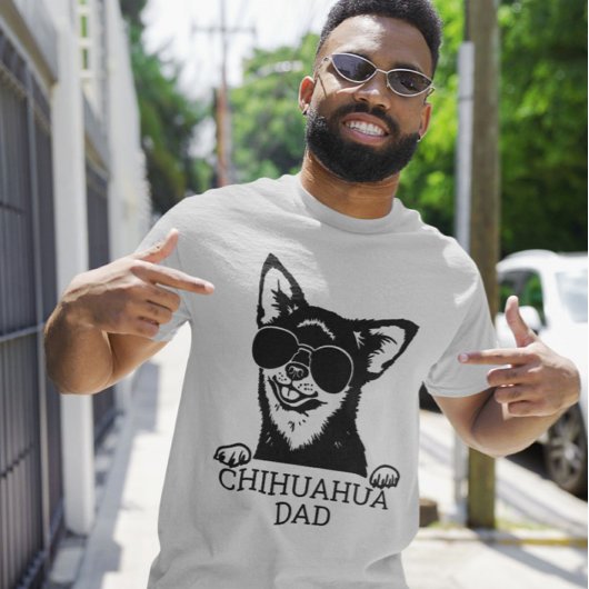 Chihuahua Dad Wearing Glasses Vaderdag T-shirt