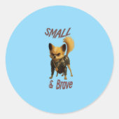 Chihuahua de dappere ronde sticker (Voorkant)