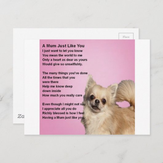 chihuahua Design - Mum Poem Briefkaart (Voorkant / Achterkant)