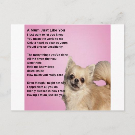chihuahua Design - Mum Poem Briefkaart (Voorkant)