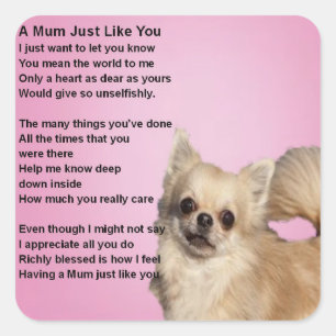 chihuahua Design - Mum Poem Vierkante Sticker