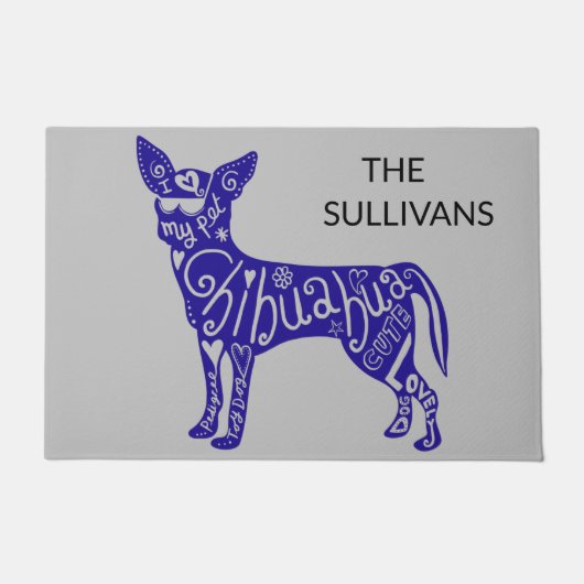 "CHIHUAHUA" DEUR MAT IS GEPERSONALISEERD. (Voorkant)
