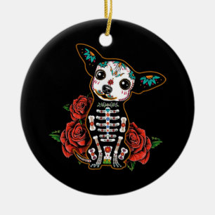 Chihuahua dia de los muertos day keramisch ornament