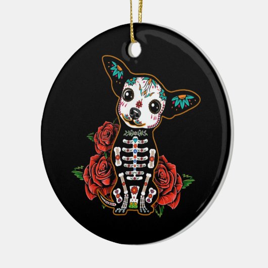 Chihuahua dia de los muertos day keramisch ornament (Links)