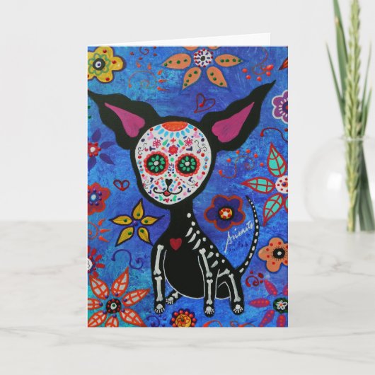 Chihuahua Dia de los Muertos Kaart (Voorkant)