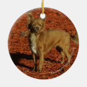 Chihuahua die naar camera kijkt keramisch ornament (Achterkant)