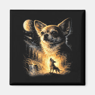 Chihuahua die naar de maan huilt 90s retro honden magneet