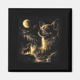 Chihuahua die naar de maan huilt vintage 90s retro magneet