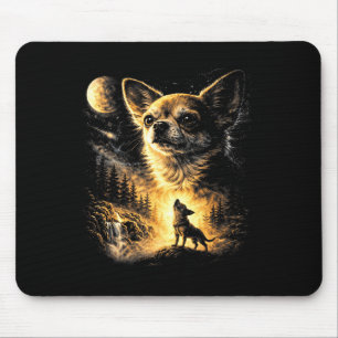 Chihuahua die naar de maan huilt vintage 90s retro muismat