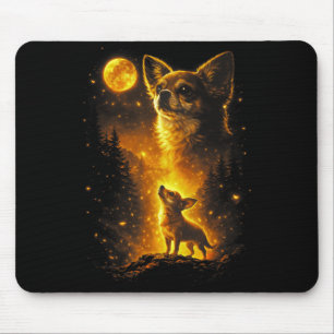 Chihuahua die naar de maan huilt vintage 90s retro muismat