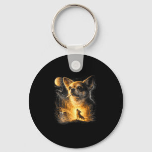 Chihuahua die naar de maan huilt vintage jaren 90 sleutelhanger