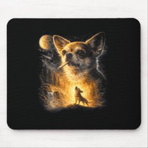 Chihuahua die rookt en naar de maan huilt retro ja muismat