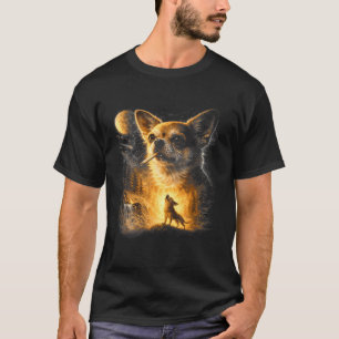 Chihuahua die rookt en naar de maan huilt retro ja t-shirt
