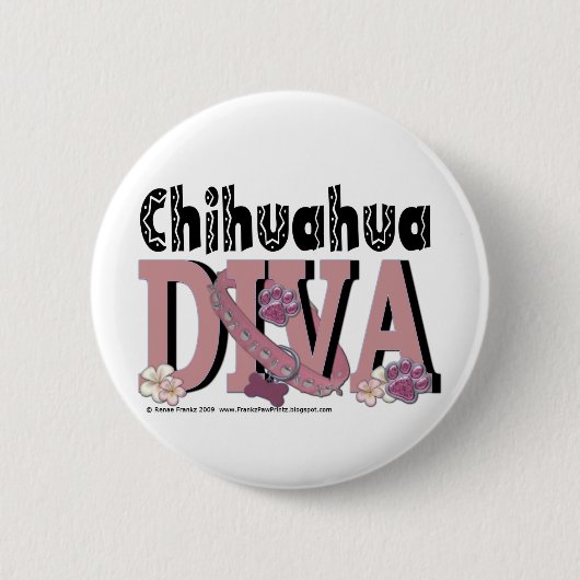 Chihuahua DIVA Ronde Button 5,7 Cm (Voorkant)