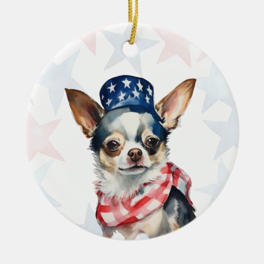 Chihuahua Dog, 4th of july Personalized Keramisch Ornament (Voorkant)
