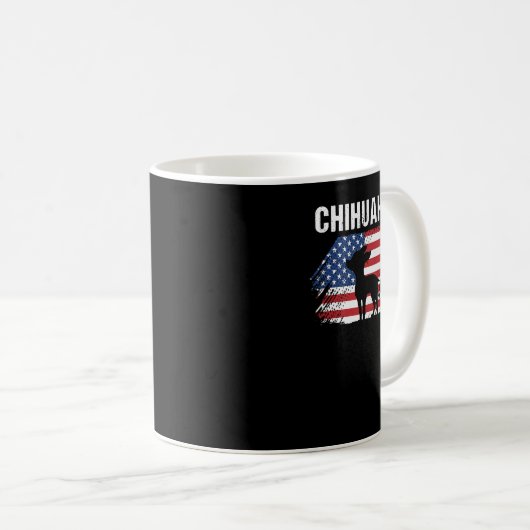 Chihuahua Dog American Flag Retro Dog Silhouette C Koffiemok (Voorkant rechts)