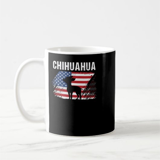 Chihuahua Dog American Flag Retro Dog Silhouette C Koffiemok (Links)